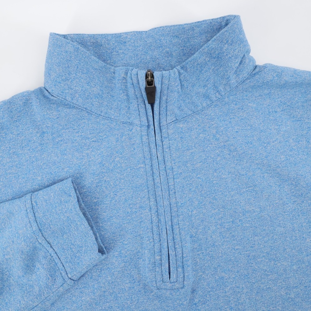 Genteal Heathered Quarter Zip Pullover Stretch Blue Long Sleeve Mens Fits Medium